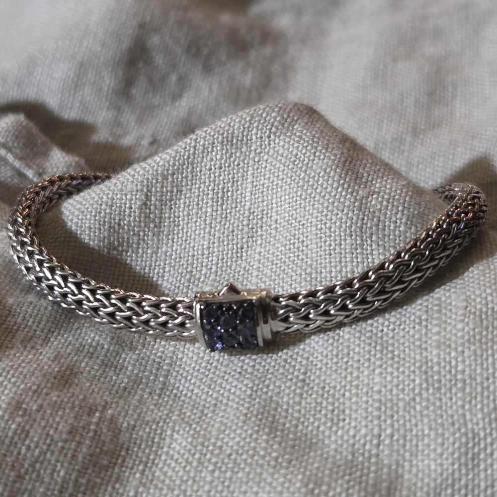John Hardy Classic Chain Icon Bracelet, Blue Sapphire, SS, 5mm
